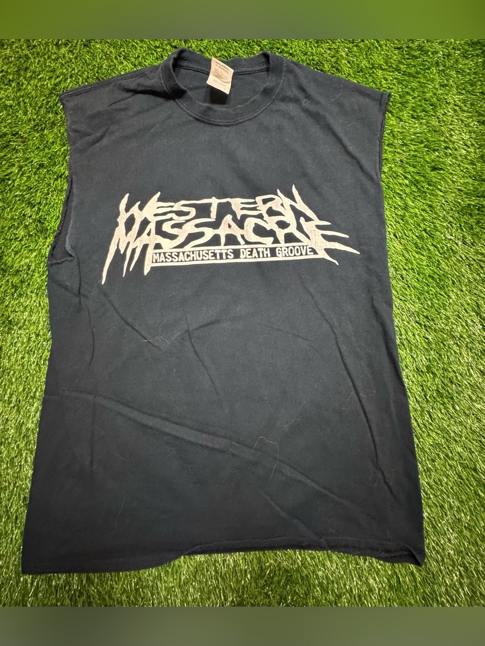 Western Massacre Shirt L Cut‎ Off Massachusetts Death Groove Metal Band Tee Rare